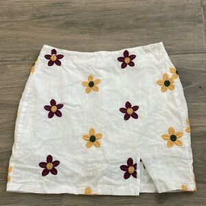 Mini Skirt with Embroidered Flowers